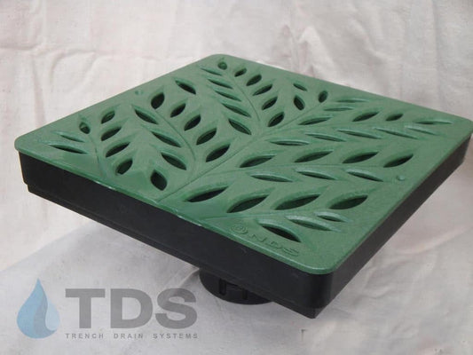 NDS 12" Low Profile Catch Basin Kit with NDS Botanical Grate | Green