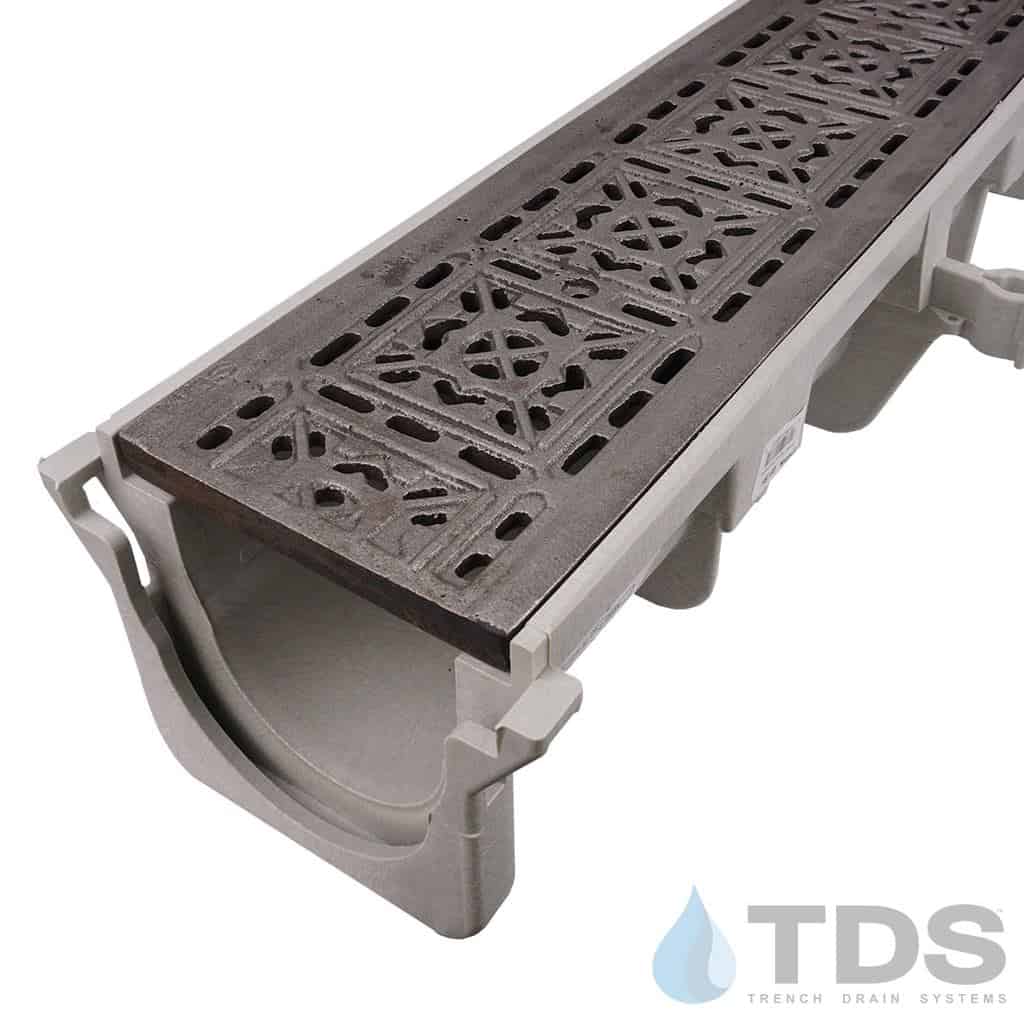 NDS Dura Slope Kit with DS603 Cast Iron Tile Grate RAW Trench Drain