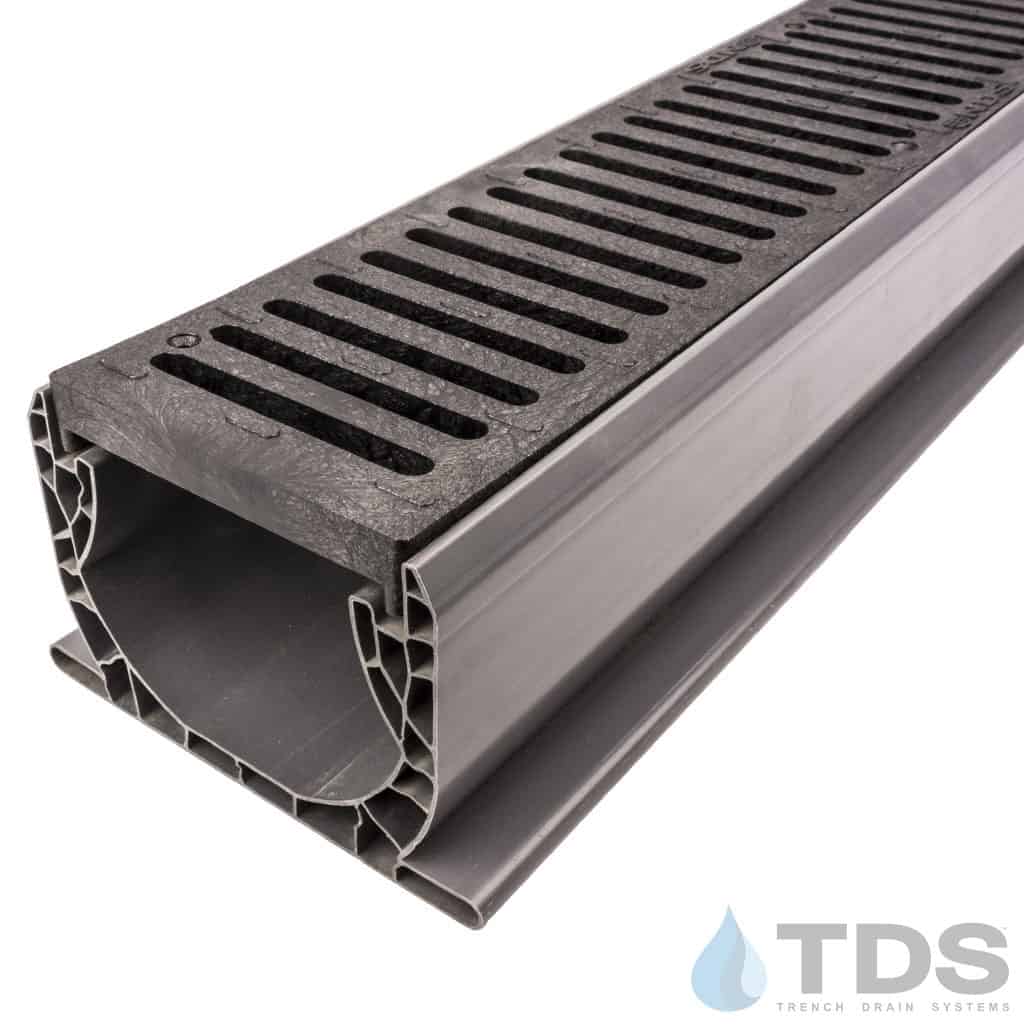 NDS SpeeD® Channel w/ 243 Slotted HDPE 4"x24" Black Grate Trench Drain