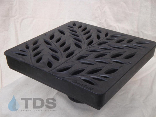 NDS 12" Low Profile Catch Basin Kit with NDS Botanical Grate | Black