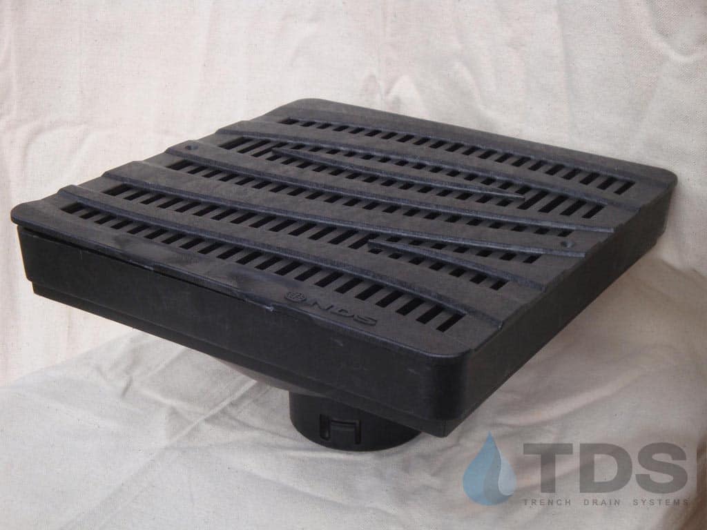 NDS 12" Low Profile Catch Basin Kit with NDS Wave Grate | Black