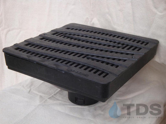 NDS 12" Low Profile Catch Basin Kit with NDS Wave Grate | Black