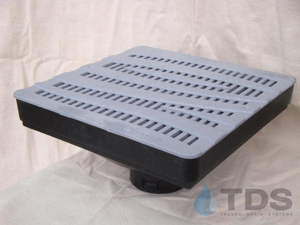 NDS 12" Low Profile Catch Basin Kit with NDS Wave Grate | Gray