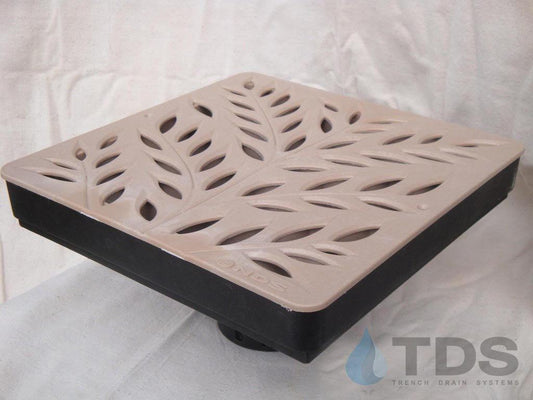 NDS 12" Low Profile Catch Basin Kit with NDS Botanical Grate | Sand