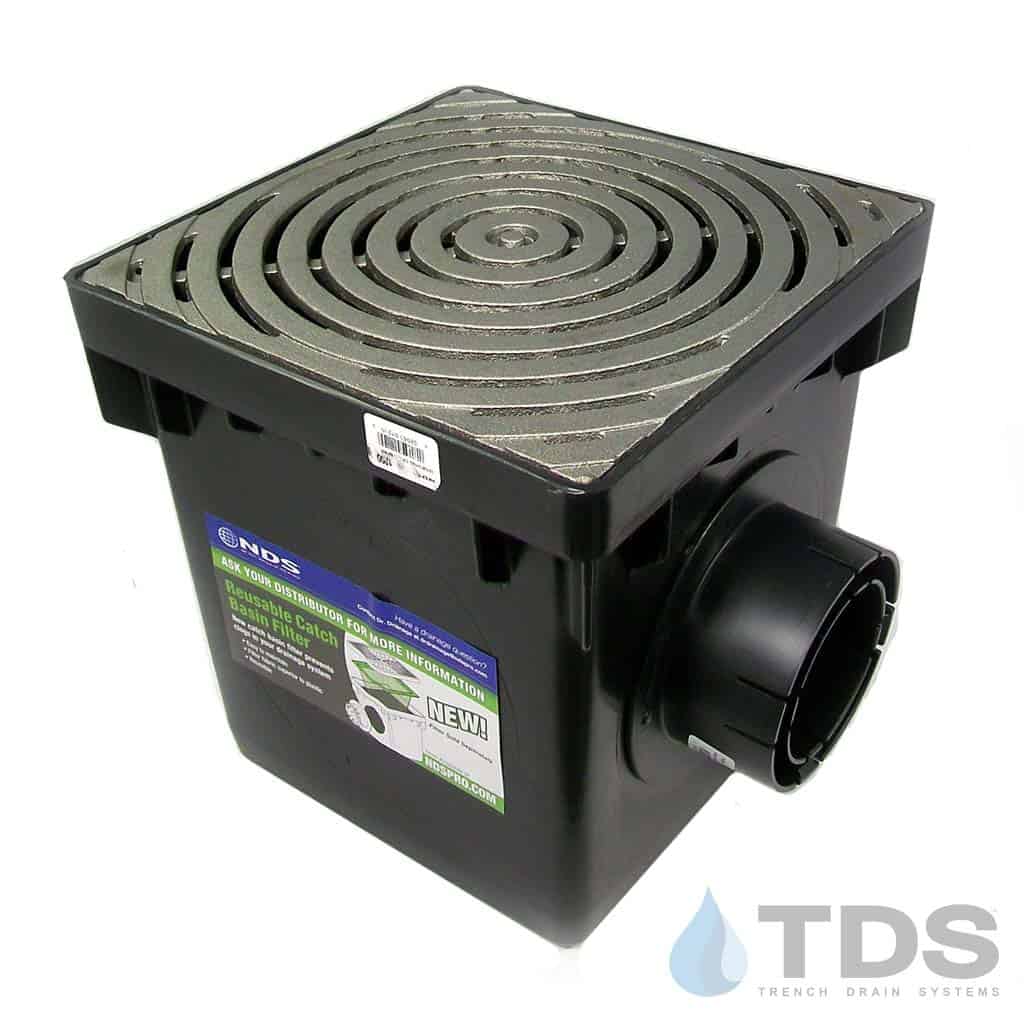 NDS 12" Catch Basin Kit with Iron Age Bullseye Grate | Natural