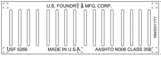 US Foundry 6266 Heavy Duty Slotted C35B Gray Iron 8" x 24" x 1.5" ADA Grate