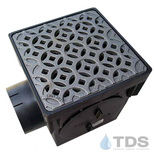 NDS 9" Catch Basin Kit with Iron Age Interlaken Grate | Natural