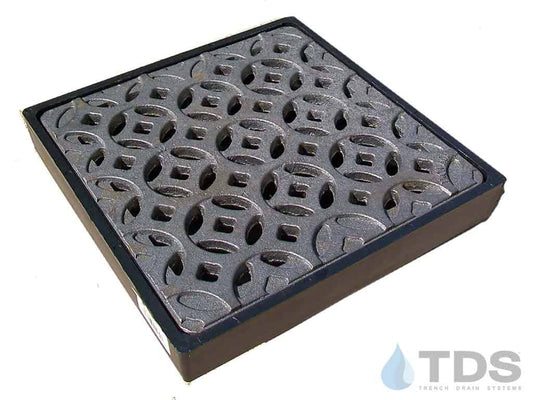 NDS 930 Low Profile 9" Catch Basin Kit with Iron Age Interlaken Grate | Natural