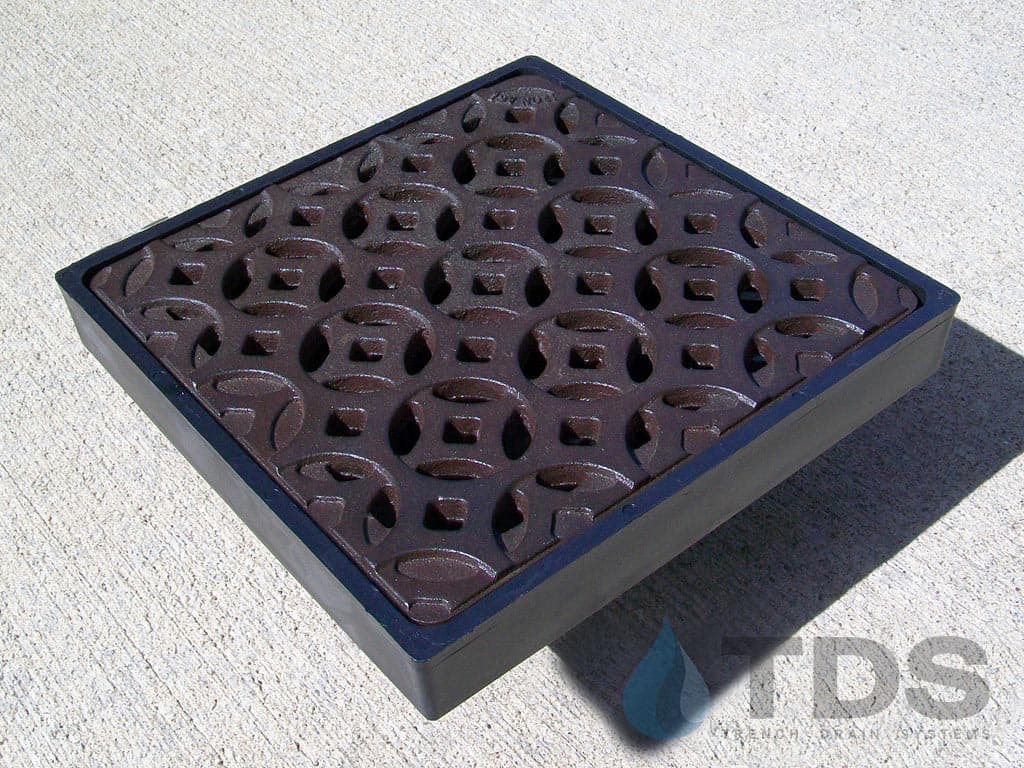 NDS 9" Low Profile Catch Basin Kit with Iron Age Interlaken Grate | Baked on Oil Finish