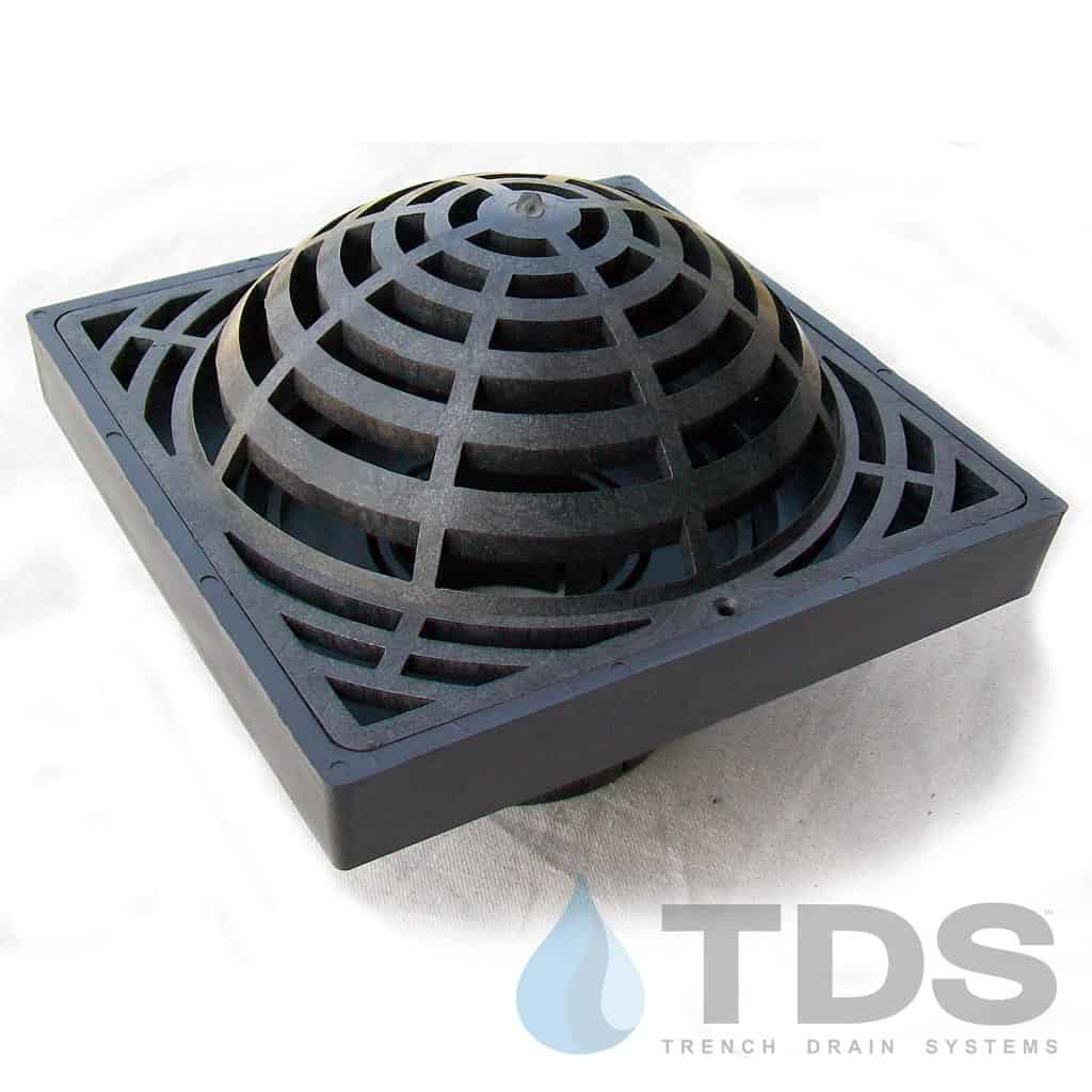 NDS 9" Low Profile Catch Basin Kit with NDS Atrium Grate | Black