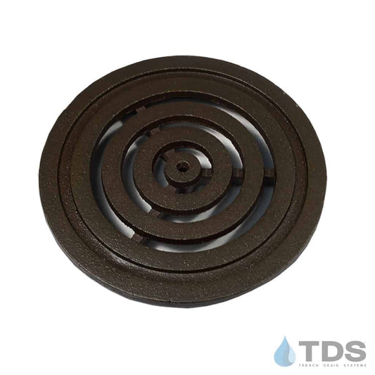 Iron Age IA-BULL-6D-HP-BF Class A ADA Compliant Heel-Proof Bullseye Cast Iron 6" Dia Grate – Baked on Oil Finish