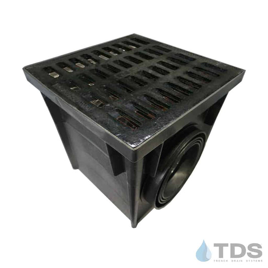 NDS 24" Catch Basin Kit with NDS2413 Slotted Cast Iron Grate | Black