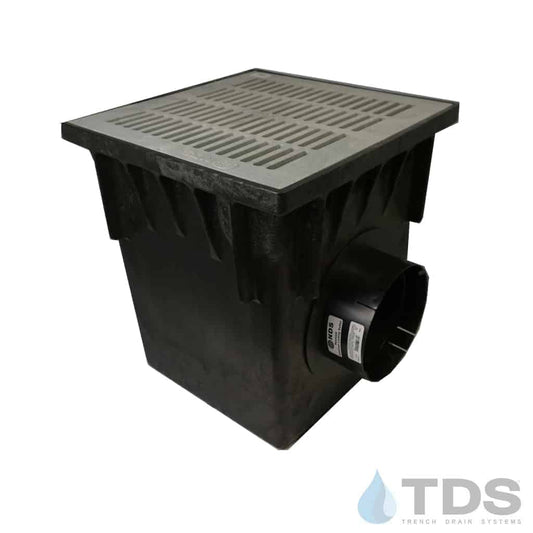 NDS 18" Catch Basin Kit with NDS Slotted Grate | Gray
