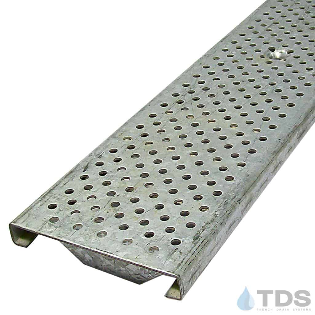 POLYCAST DG0646RH Class C ADA Compliant Perforated Reinforced Galvanized 6" x 24" Grate