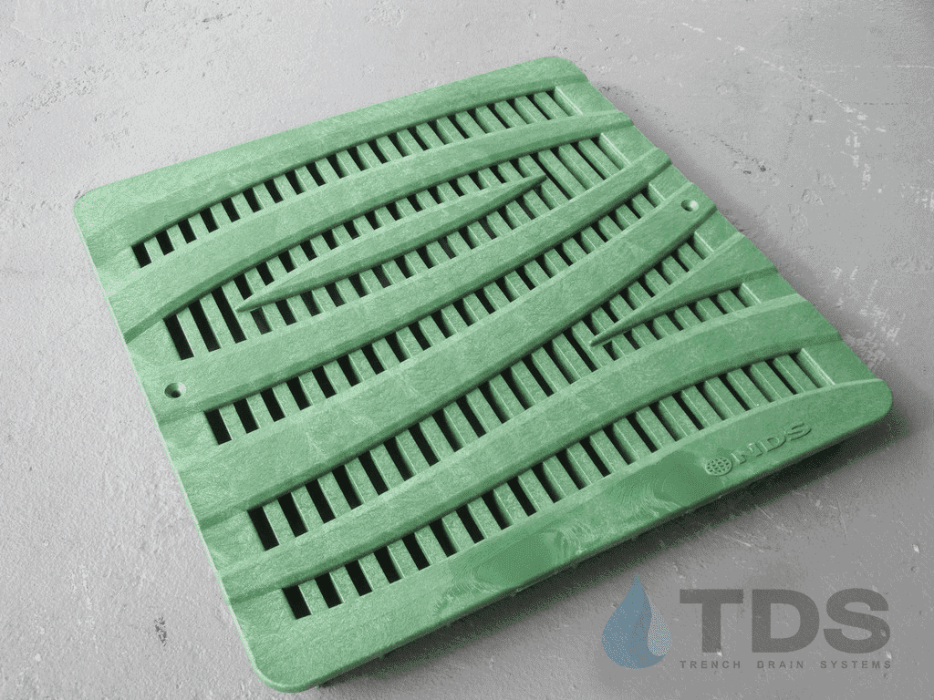 NDS 1224GR Class B ADA Compliant Wave HDPE 12" x 12" Grate - GREEN