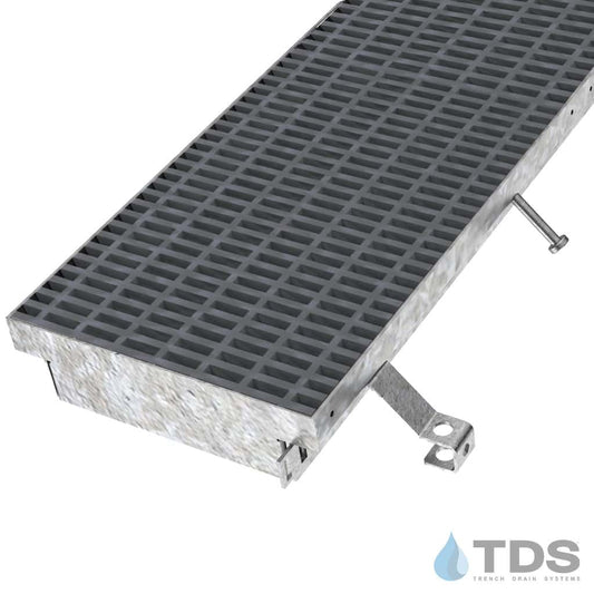 FFK-1244 Trench Era FF Series Drain System w/ Fiberglass FG1244 Grate on Galvanized Steel Frame