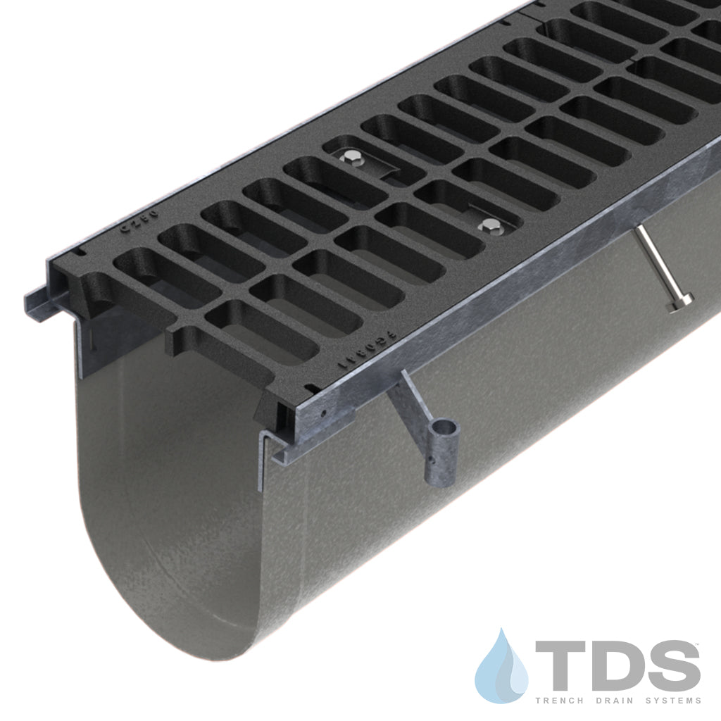 Trench•Era™ FP Series Drain System w/DG0841 10" Wide Class C Grate - HD Galvanized Frame