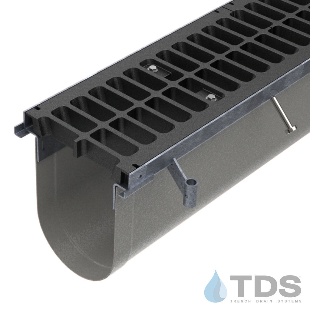 Trench•Era™ FP Series Drain System w/DG0846 10" Wide Class F Grate - HD Galvanized Frame