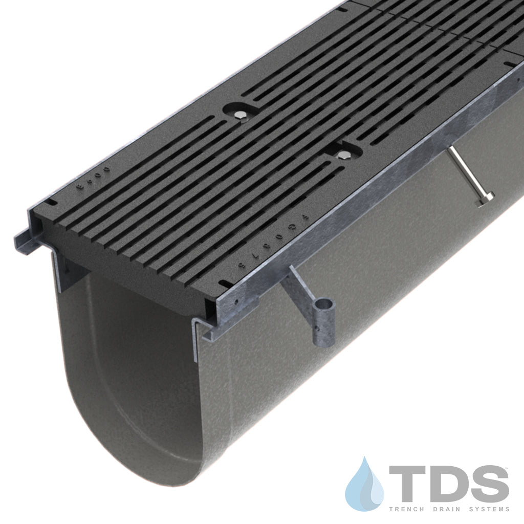 Trench•Era™ FP Series Drain System w/DG0875 10" Wide Class E ADA Grate - HD Galvanized Frame
