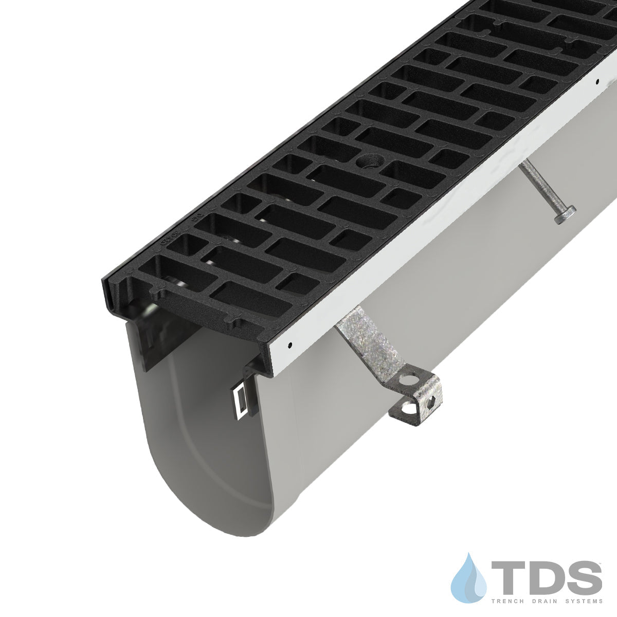 Trench•Era™ FP Series Drain System w/DG3042D 8" Wide Class D Grate - MD Stainless Frame