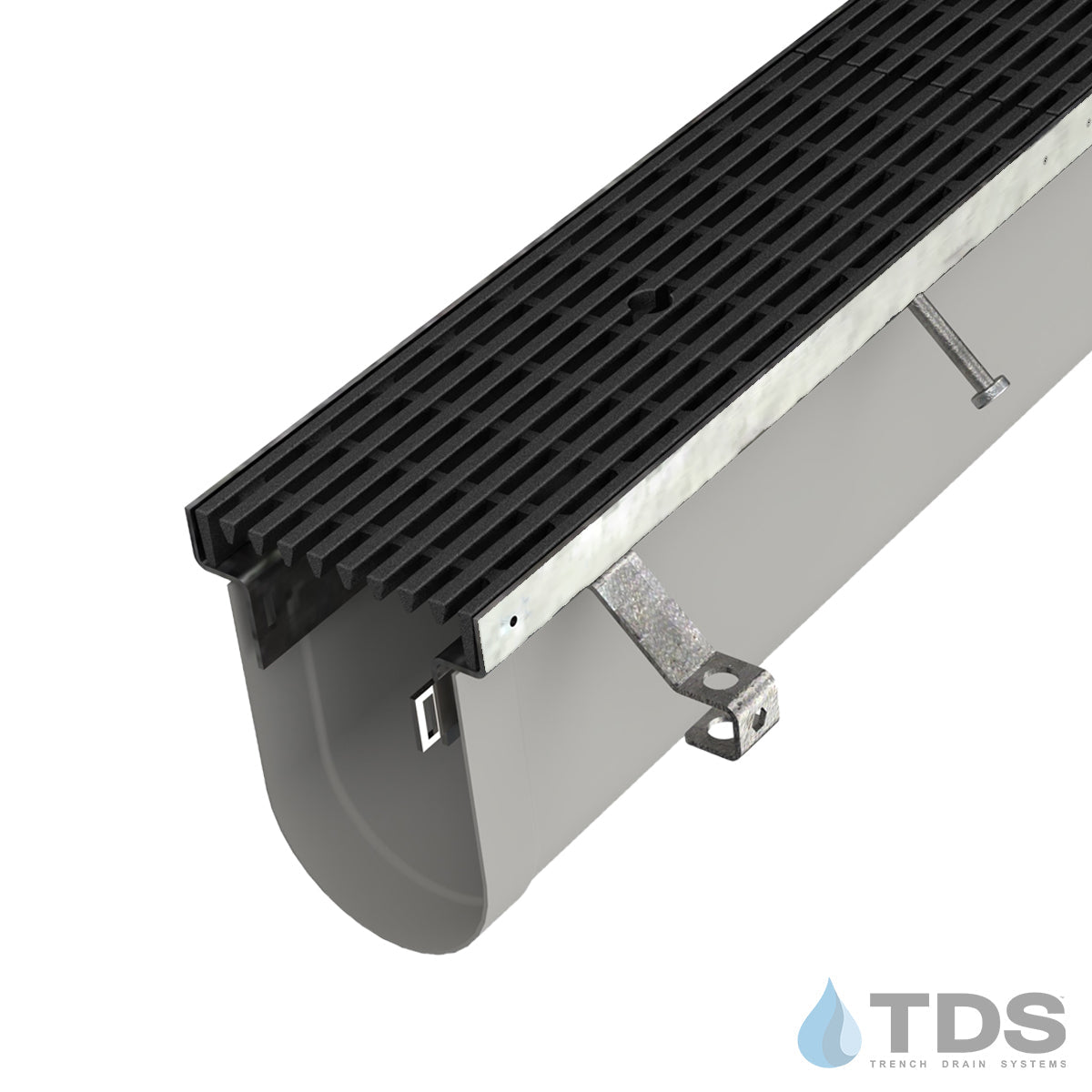 Trench•Era™ FP Series Drain System w/DG3043D 8" Wide Class C Grate - MD Stainless Frame