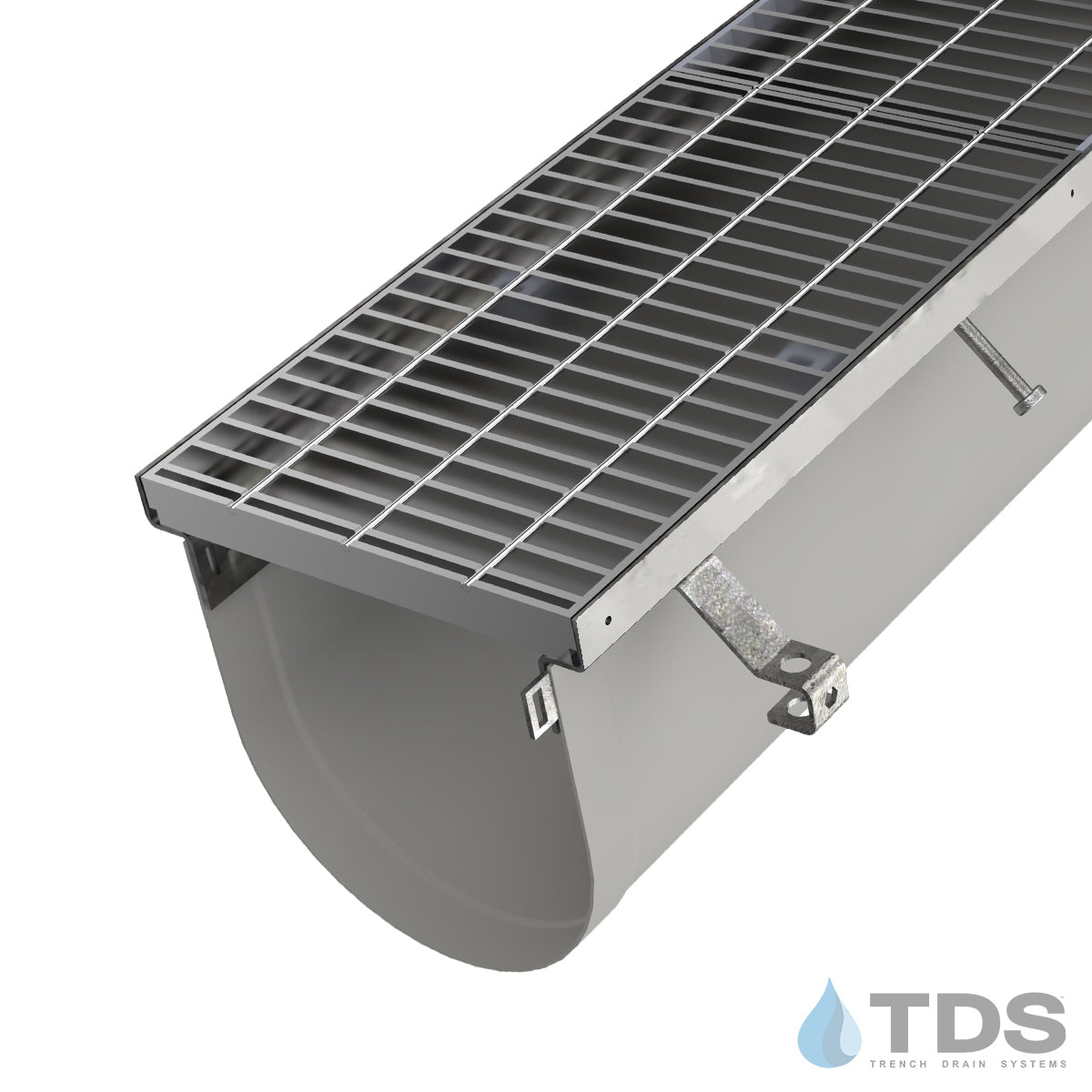 Trench•Era™ FP Series Drain System w/DG1247R 14" Wide Class C Grate - MD Stainless Frame