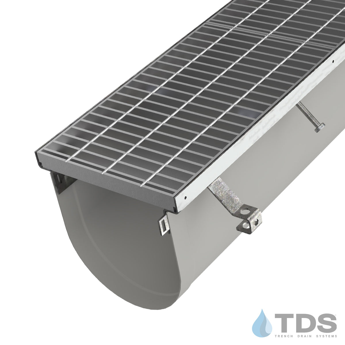 Trench•Era™ FP Series Drain System w/DG1248R 14" Wide Class C Grate - HD Stainless Frame