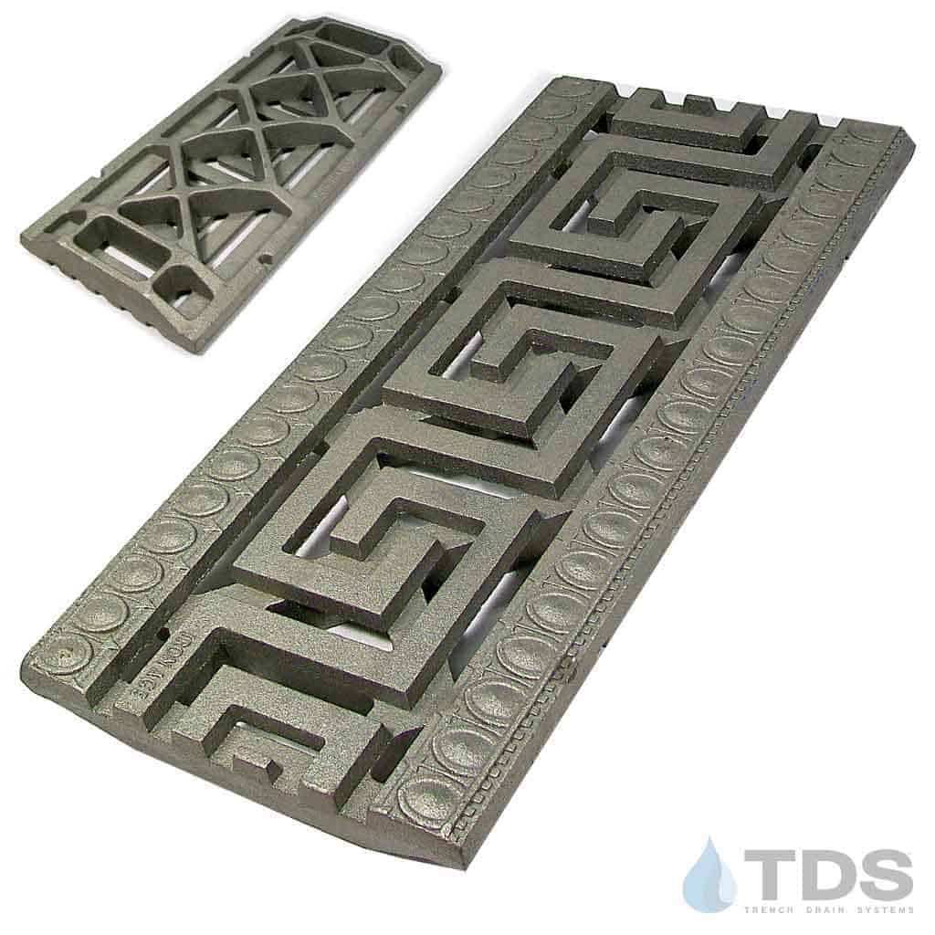 Iron Age IA-GRK-0920 Class B ADA Compliant Greek Key Cast Iron 9" x 20" Grate - RAW