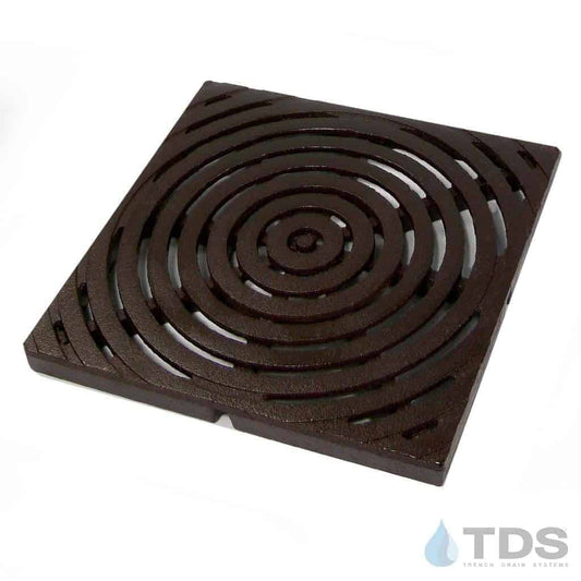 Iron Age IA-BULL-CB12-HP-BF Class B Heel-Proof Bullseye Cast Iron 12" x 12" Grate - Baked on Oil Finish