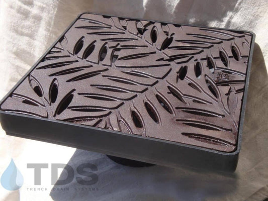 NDS 12" Low Profile Catch Basin Kit w/Iron Age Locust Grate | Baked on Oil Finish