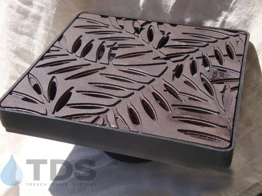 NDS 12" Low Profile Catch Basin Kit w/Iron Age Locust Grate | Baked on Oil Finish