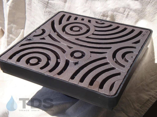 NDS 12" Low Profile Catch Basin Kit with HP Oblio Grate | Baked on Oil Finish