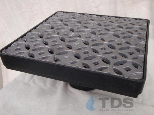 NDS 12" Low Profile Catch Basin Kit w/Iron Age Interlaken Grate | RAW