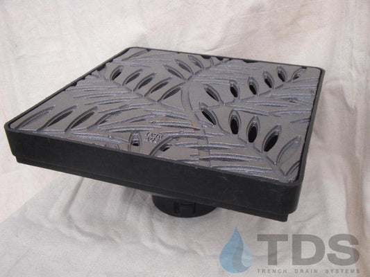 NDS 12" Low Profile Catch Basin Kit with Iron Age Locust Grate | Natural