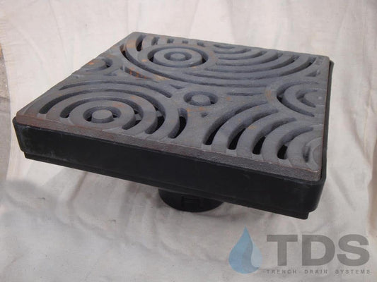 NDS 12" Low Profile Catch Basin Kit with Iron Age Oblio Grate | Natural