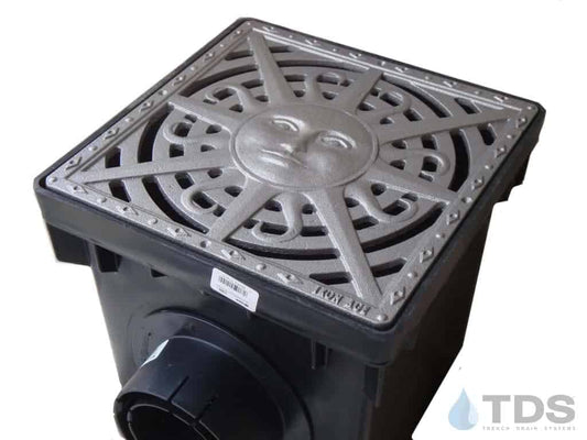 NDS 12" Catch Basin Kit with Iron Age Sun Grate | Natural