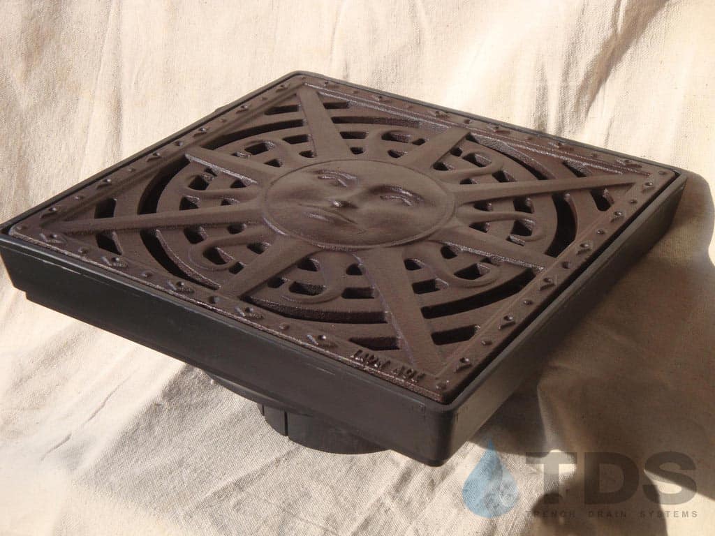 NDS 12″ Low Profile Catch Basin Kit with Iron Age Sun Grate | Baked on Oil Finish