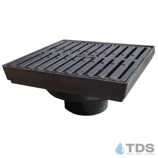 NDS 9" Low Profile Catch Basin Kit with NDS Slotted Grate | Ductile Iron