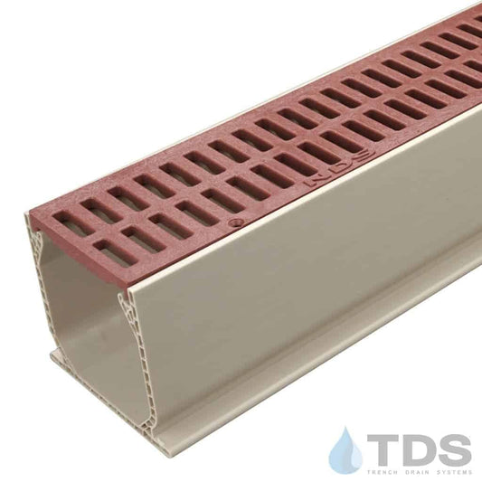 NDS 3" Sand Mini Channel Kit with NDS Slotted Grate - Brick Red