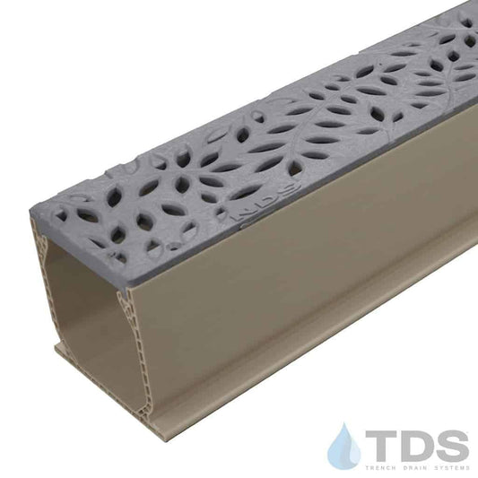 NDS 3" Sand Mini Channel Kit with NDS Botanical Grate - Gray