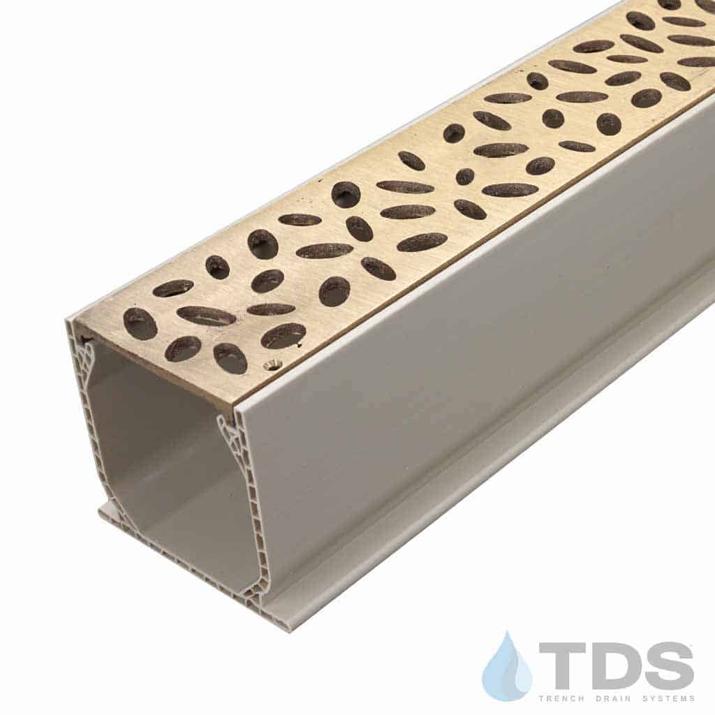 NDS 3" Sand Mini Channel Kit with TDS Bronze Age Rain Drop Grate - Brushed