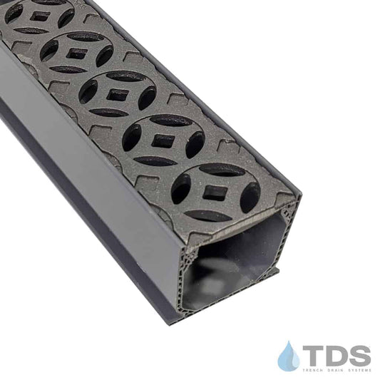 NDS 3" Gray Mini Channel Kit with Iron Age Interlaken Grate - Natural