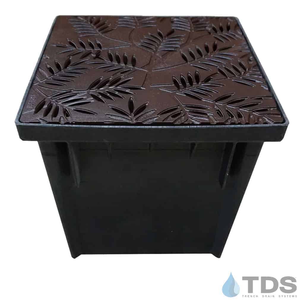 NDS 24" Catch Basin Kit with Iron Age Locust Grate | Baked on Oil Finish