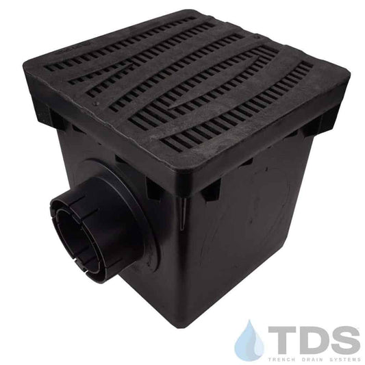 NDS 12" Catch Basin Kit with NDS Wave Grate | Black