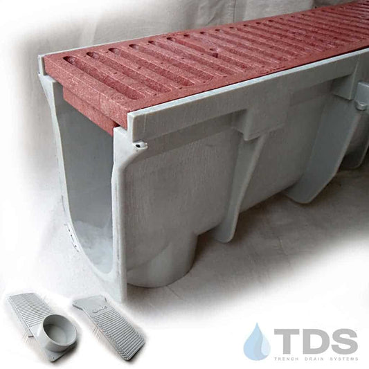 NDS Dura Slope Kit with DS-665 HDPE Slotted Grate | Brick Red