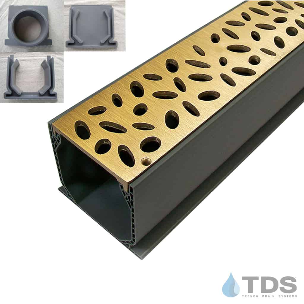 NDS 3" Gray Mini Channel Kit with TDS Bronze Age Rain Drop Grate - Brushed