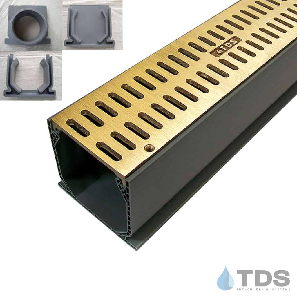 NDS 3" Gray Mini Channel Kit with TDS Bronze Age Slotted Grate - Brushed