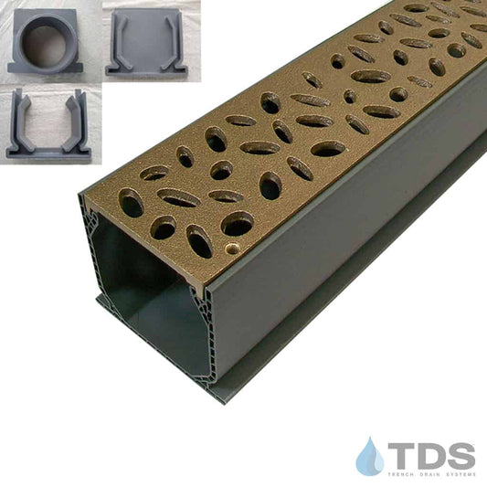NDS 3" Gray Mini Channel Kit with TDS Bronze Age Rain Drop Grate - Natural