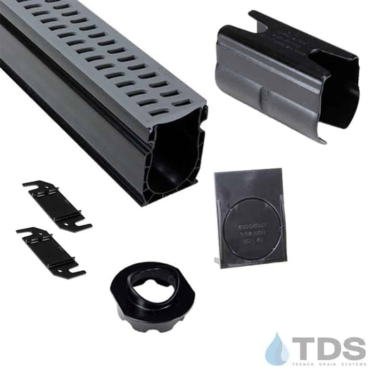 NDS Slim Channel Kit with NDS 9243 Slotted Grate - GRAY