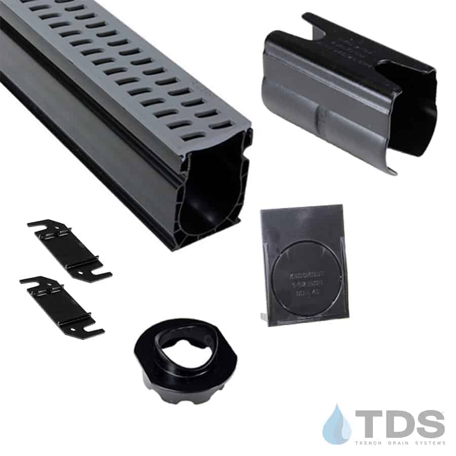 NDS Slim Channel Kit with NDS 9243 Slotted Grate - GRAY